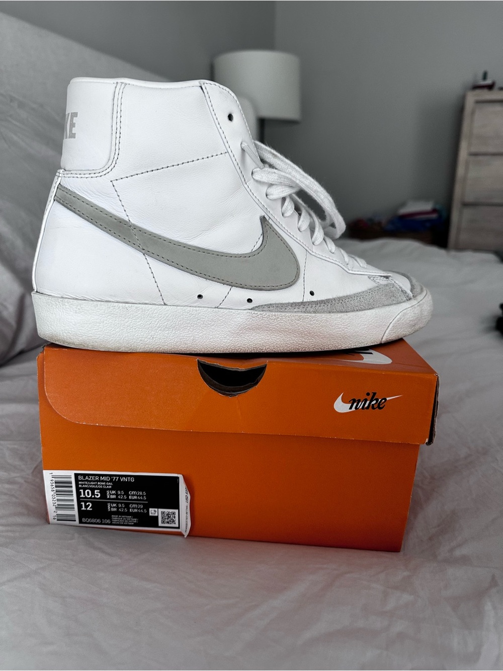 Nike Men’s High-Top Sneakers in White and Gray